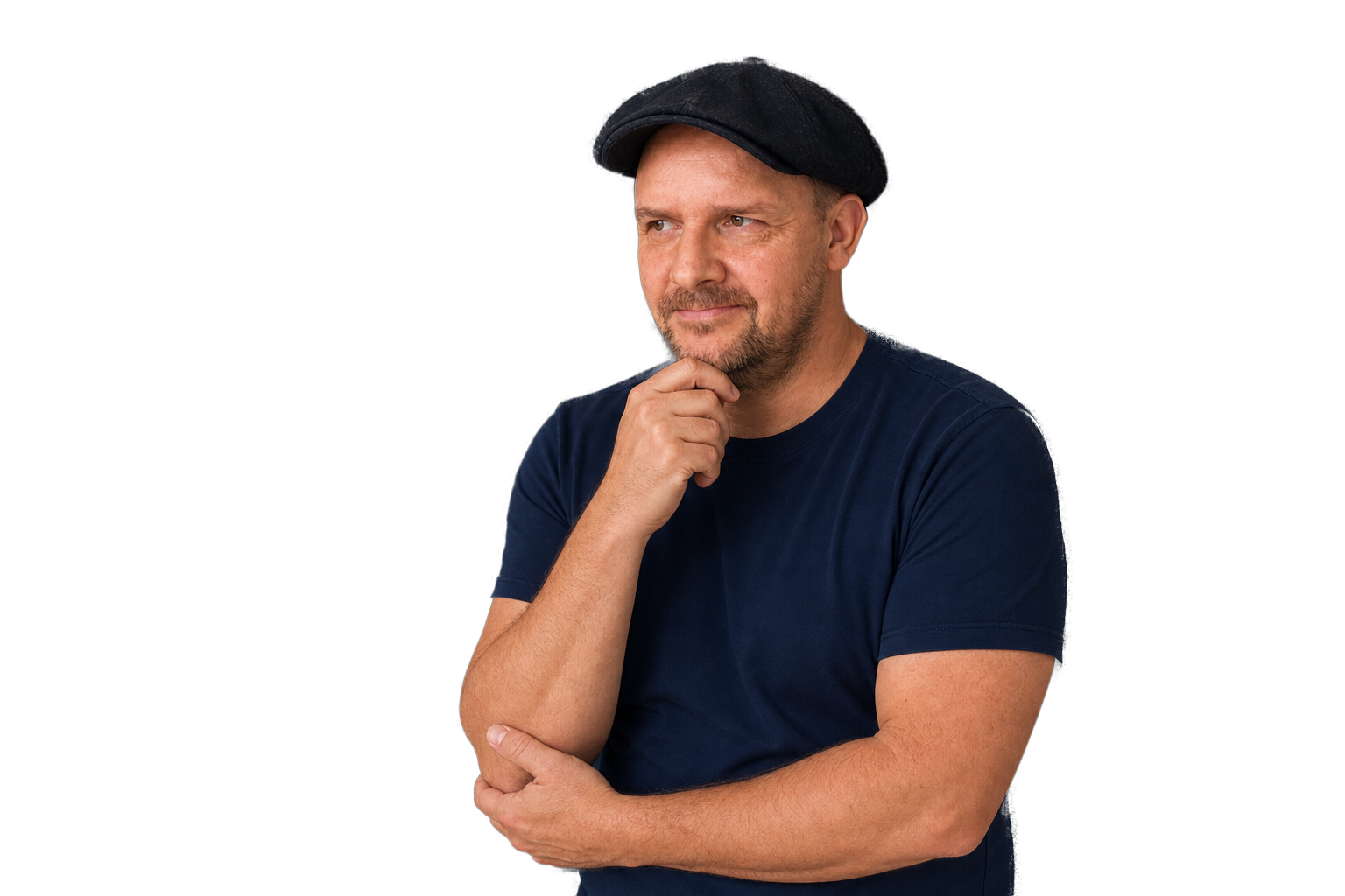 Karsten Samaschke thinking with one hand resting near his chin